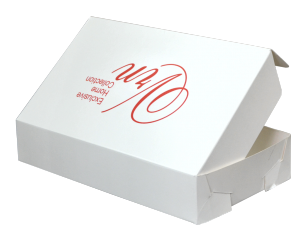 Коробка тип "Шкатулка" из мелованного картона 300 гр.м2 с глянцевой ламинацией и печатью шелкографией 1+0