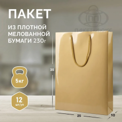 Пакет золото, 25*35*10, ПЛ 19/3/1