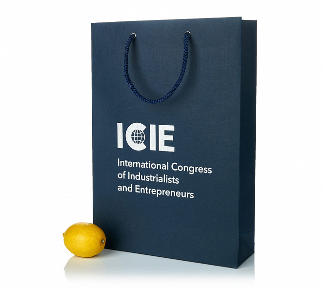 ICIE – синие бумажные пакет с печатью серебром